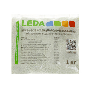 Удобрение Леда | Leda NPK 14-5-28+2,5 MgO+4CaO+TE+GS+AMINO 1 кг